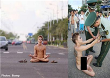ផ្អើលគេ ផ្អើលឯង ខណៈទៅអង្គុយ សមាធិ ទាំងអាក្រាតកាយ នៅចំនុចផ្លូវប្រសព្វ